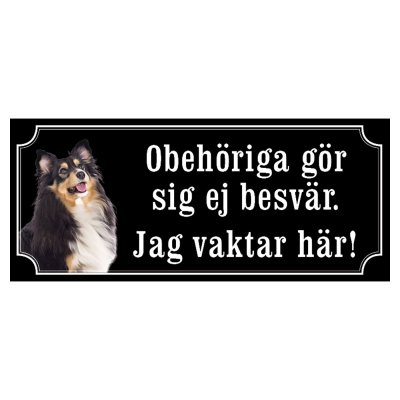 Shetland sheepdog svart/vit gammaldags stil emaljskylt hund
