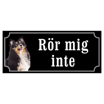Shetland sheepdog svart/vit gammaldags stil emaljskylt hund