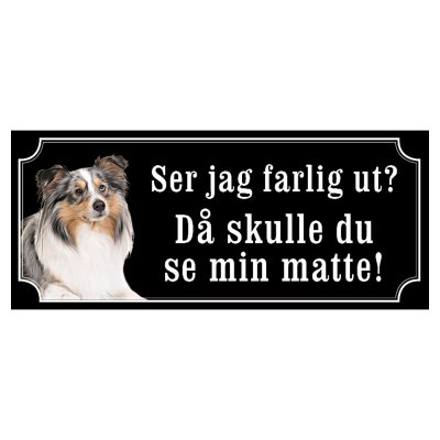 Shetland sheepdog grå/vit gammaldags stil emaljskylt hund