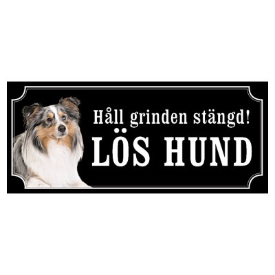 Shetland sheepdog grå/vit gammaldags stil emaljskylt hund