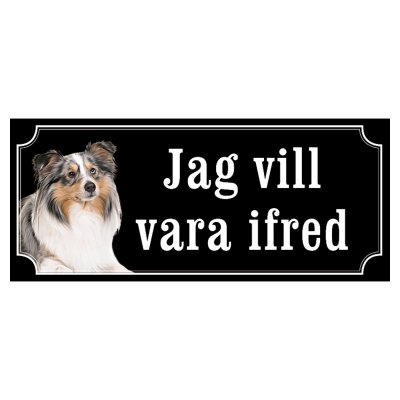 Shetland sheepdog grå/vit gammaldags stil emaljskylt hund