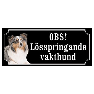 Shetland sheepdog grå/vit gammaldags stil emaljskylt hund