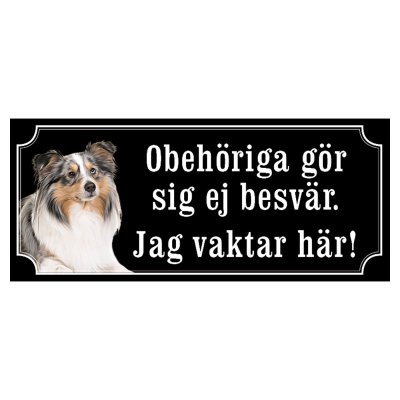 Shetland sheepdog grå/vit gammaldags stil emaljskylt hund