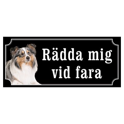Shetland sheepdog grå/vit gammaldags stil emaljskylt hund
