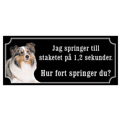 Shetland sheepdog grå/vit gammaldags stil emaljskylt hund