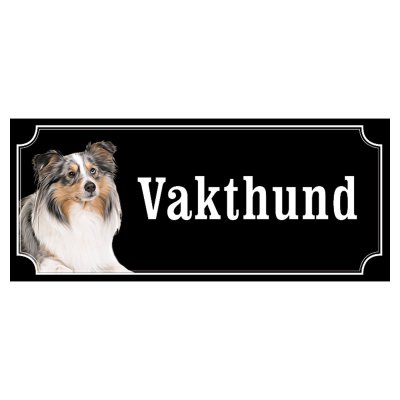 Shetland sheepdog grå/vit gammaldags stil emaljskylt hund