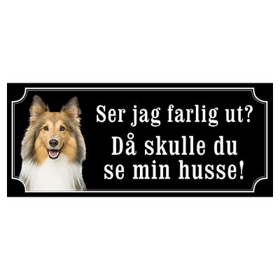 Shetland sheepdog brun/vit gammaldags stil emaljskylt hund