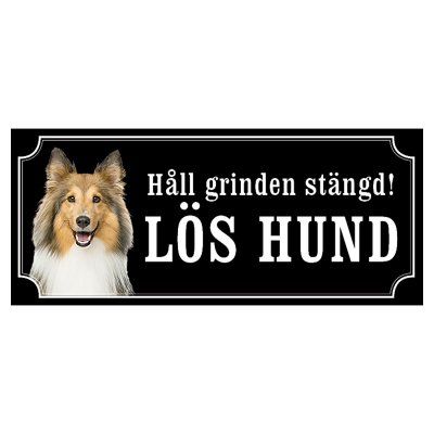 Shetland sheepdog brun/vit gammaldags stil emaljskylt hund