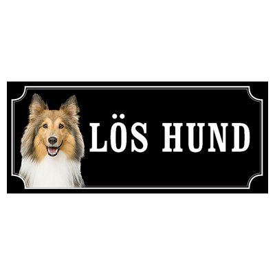 Shetland sheepdog brun/vit gammaldags stil emaljskylt hund