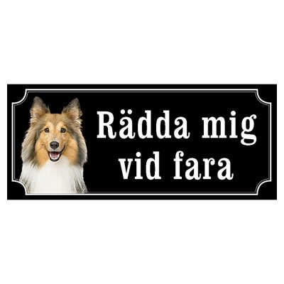 Shetland sheepdog brun/vit gammaldags stil emaljskylt hund