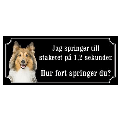 Shetland sheepdog brun/vit gammaldags stil emaljskylt hund