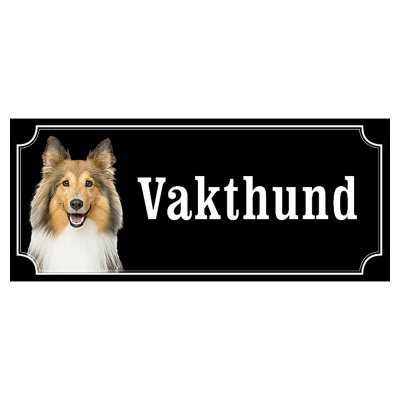 Shetland sheepdog brun/vit gammaldags stil emaljskylt hund