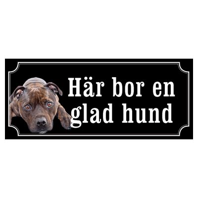 Staffordshire terrier brun/svart gammaldags stil emaljskylt hund