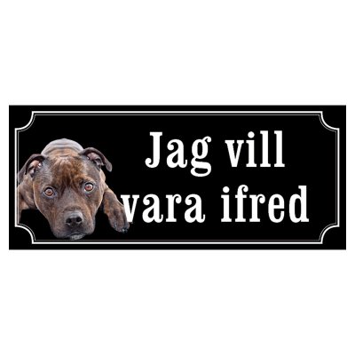 Staffordshire terrier brun/svart gammaldags stil emaljskylt hund