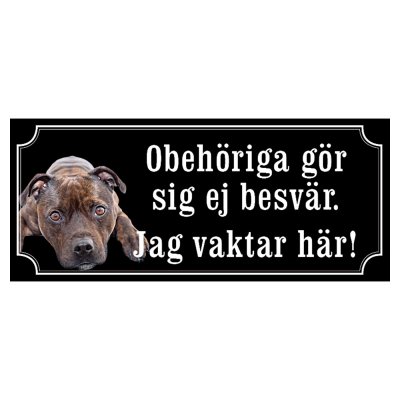 Staffordshire terrier brun/svart gammaldags stil emaljskylt hund