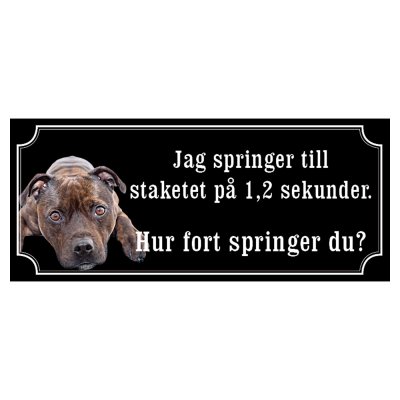 Staffordshire terrier brun/svart gammaldags stil emaljskylt hund