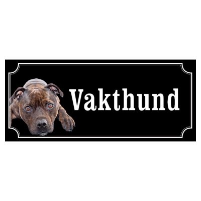 Staffordshire terrier brun/svart gammaldags stil emaljskylt hund