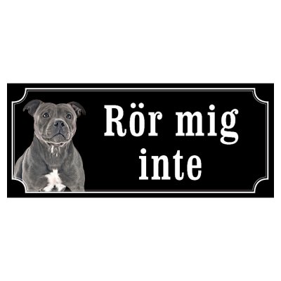 Staffordshire terrier svart/vit gammaldags stil emaljskylt hund