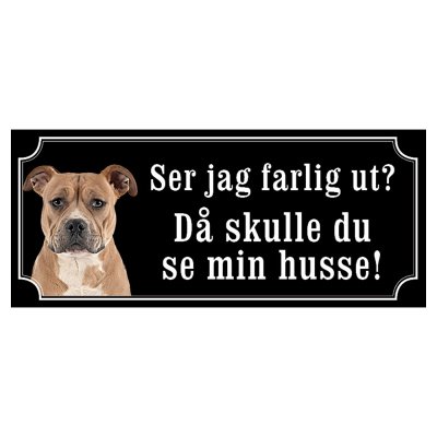 Staffordshire terrier brun gammaldags stil emaljskylt hund