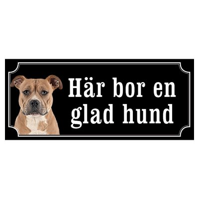 Staffordshire terrier brun gammaldags stil emaljskylt hund