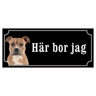 Staffordshire terrier brun gammaldags stil emaljskylt hund