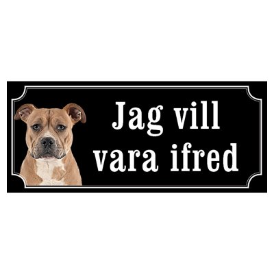 Staffordshire terrier brun gammaldags stil emaljskylt hund