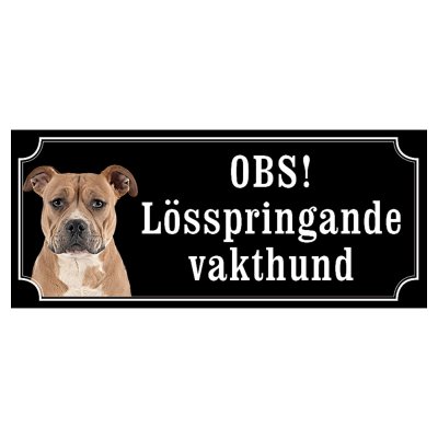 Staffordshire terrier brun gammaldags stil emaljskylt hund