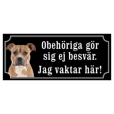 Staffordshire terrier brun gammaldags stil emaljskylt hund