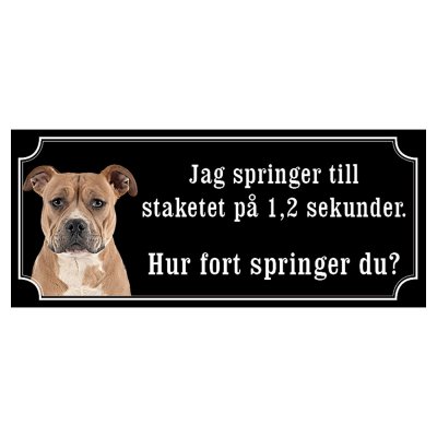 Staffordshire terrier brun gammaldags stil emaljskylt hund