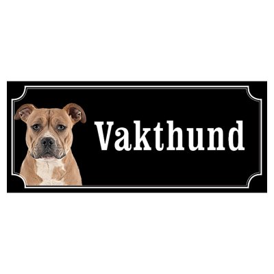 Staffordshire terrier brun gammaldags stil emaljskylt hund