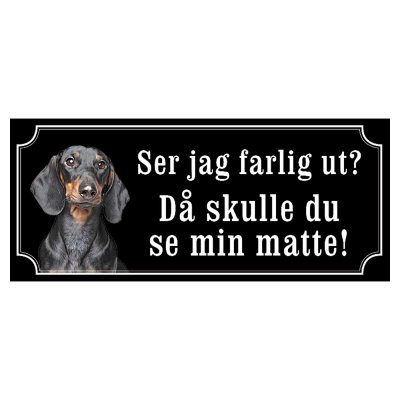 Tax svartbrun gammaldags stil emaljskylt hund