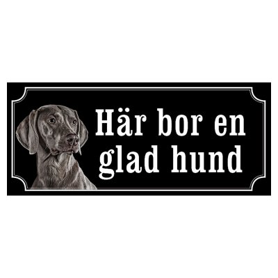 Weimaraner svart gammaldags stil emaljskylt hund
