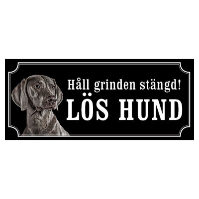 Weimaraner svart gammaldags stil emaljskylt hund
