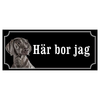 Weimaraner svart gammaldags stil emaljskylt hund
