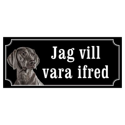 Weimaraner svart gammaldags stil emaljskylt hund