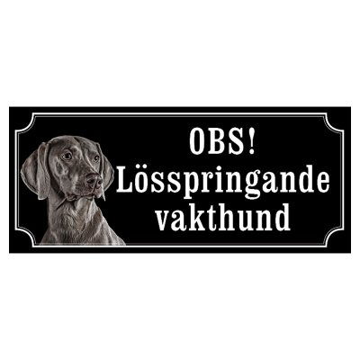 Weimaraner svart gammaldags stil emaljskylt hund