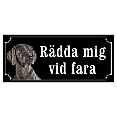 Weimaraner svart gammaldags stil emaljskylt hund