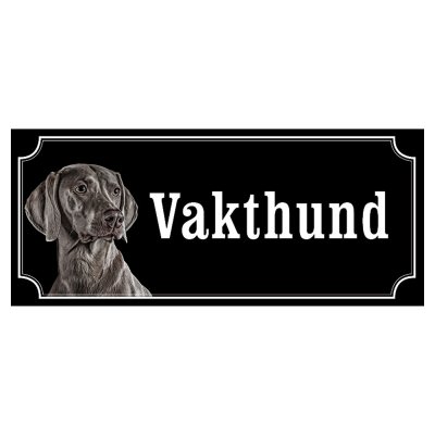 Weimaraner svart gammaldags stil emaljskylt hund