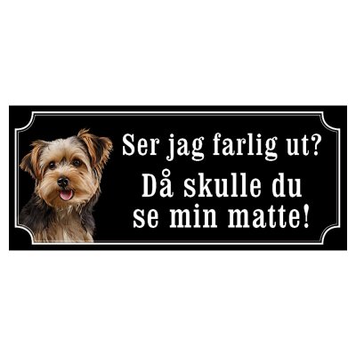 Yorkshireterrier gammaldags stil emaljskylt hund