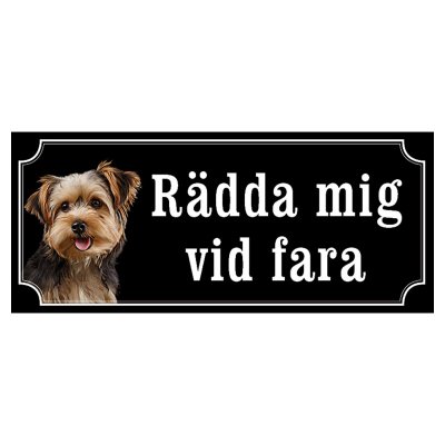 Yorkshireterrier gammaldags stil emaljskylt hund