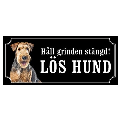 airedaleterrier hundskylt gammaldags stil emaljskylt hund lös hund