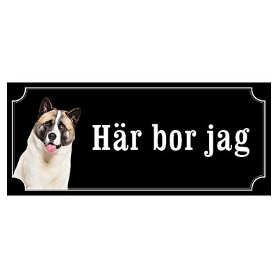 Akita hundskylt gammaldags stil emaljskylt hund här bor jag