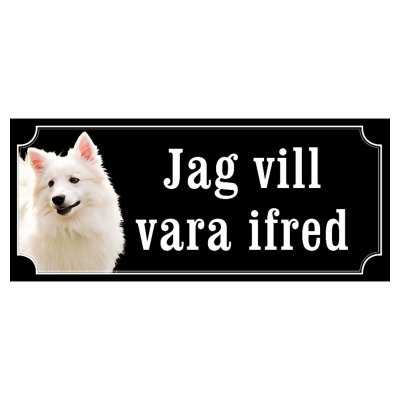 American eskimo dog gammaldags stil hundskylt dogsign sign dog happy print hjortröd finaste skylten tanfärgad hundskyl