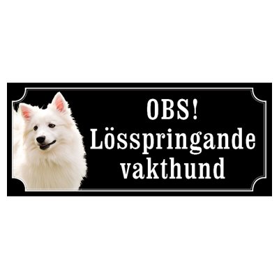 American eskimo dog gammaldags stil hundskylt dogsign sign dog happy print hjortröd finaste skylten tanfärgad hundskyl