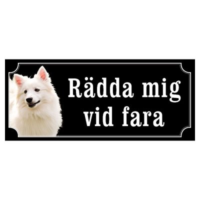 American eskimo dog gammaldags stil hundskylt dogsign sign dog happy print hjortröd finaste skylten tanfärgad hundskyl