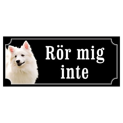 American eskimo dog gammaldags stil hundskylt dogsign sign dog happy print hjortröd finaste skylten tanfärgad hundskyl