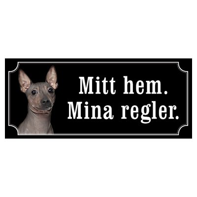 American hairless terrier hundskylt gammaldags stil emaljskylt hund