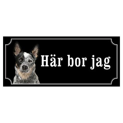 Australian cattledog hundskylt gammaldags stil emaljskylt hund Här bor jag
