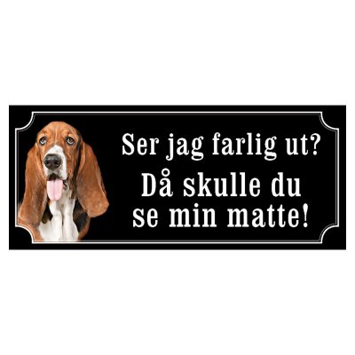 Basset hundskylt gammaldags stil emaljskylt hund
