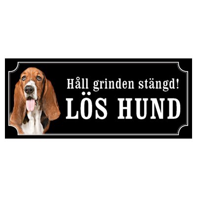 Basset hundskylt gammaldags stil emaljskylt hund Håll grinden stängd lös hund